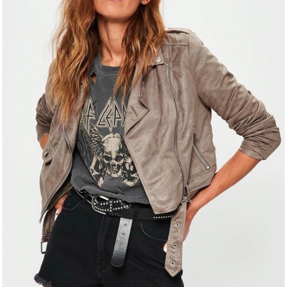 Missguided Jackets & Blazers - 💥💥 SALE 💥💥 Brown Faux Suede Biker Jacket